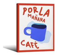 Framed Wall Art Posters Kitchen Por La Mañana Cafe Print Vintage Coffee Artwork Pictures for Home Dining Room Living Room Office Apartment Decor 11x14in