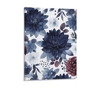 Framed Watercolor Dark Blue Pattern Canvas Wall Art, Aesthetic Wall Decor Artwork Includes Hanging Kit, Decorative Painting for Home Bedroom Living Room Decor 12x16inch(30x40cm)