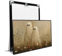 Framed Whimsical ghost in wildflower meadow digital art,decor for Halloween Indoor Decor for Home Offices Living Room Bedroom Dining Room farmhouse 30x40cm-Black-Metal-Framed