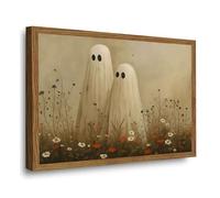 Framed Whimsical ghost in wildflower meadow digital art,decor for Halloween Indoor Decor for Home Offices Living Room Bedroom Dining Room farmhouse 30x40cm-Wood-Framed