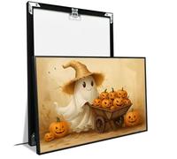 Framed Whimsical Ghost with Pumpkins Halloween Art for Kids Poster Indoor Decor for Home Offices Living Room Bedroom Dining Room farmhouse 30x40cm-Black-Metal-Framed