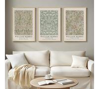 Framed William Morris Canvas Wall Art for Living Room, 3 Piece Large Vintage Sage Green Artwork for Walls Nature Floral Botanical Picture Prints for Bedroom, Hallway, Home Office Wall Decor, 16x24