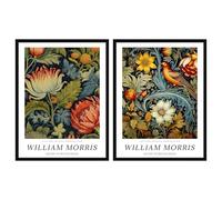 Framed William Morris Wall Art Set of 2 Vintage Botanical Birds Posters William Morris Exhibition Print for Dining Room Office Bedroom 12x16in