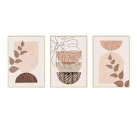 Framedless Abstract Boho Leaf Paintings on Canvas 60x90cm Set of 3 Pieces - boho wall art, wall decor, posters 60x90