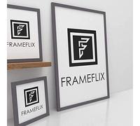 FrameFlix Dark Grey 8x6 Inch Thin Picture Photo Frame Wall Hanging Free Standing Wood Effect