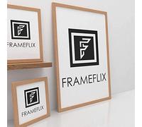 FrameFlix Oak 7x7 Inch Thin Picture Photo Frame Wall Hanging Free Standing Wood Effect