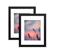 FrameHub Picture Frames Black Photo White Poster Frame Bespoke Mount A1 A2 A3 A4 A5 A6 (Black Frame with White Mount, 6"x4" for pic 4"x3"