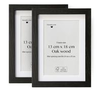 Framelane Set of 2 Photo Frames Photo Frame 13x18 in FSC Black Oak with Anti-Scratch and Shatterproof Acrylic Glass - Passepartout - Vertical or Horizontal Mounting or Desktop Mounting