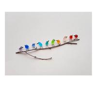 (Frameless, 10 Birds) Sea Glass Rainbow Birds, Sea Glass Art, Sea Glass
