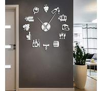 Frameless 3D DIY Wall Clocks for Living Room Decor Frameless Art Clock Mirror Surface Stickers Round Silver 37inch