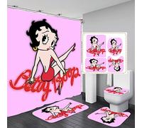Frameless Betty Bathroom 4 Pieces Set Shower Curtain, Toilet Lid Cover and Bath Mat, Non-Slip Rugs, Durable and Waterproof, for Bathroom Decor Set, 72" x 72"