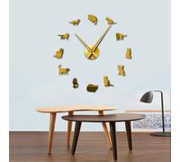 Frameless Cats Silhouette Wall Art Clock Watch Kittens 3D DIY Wall Clock Playful Cat Shape Big Needles Girl Room Kit Decoration(Gold,47inch)