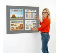 Frameless Fire-Retardant Grey Noticeboard, 120 x 90 mm, Message Pinboard, Recycled, Wall-Mounted - 12 Colours to Choose from - Ideal for Office, Classroom