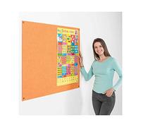 Frameless Fire-Retardant Noticeboard, 120 x 90 mm, Message Pinboard, Recycled, Wall-Mounted - 12 Colours to Choose from - Ideal for Office, Classroom (Orange, 90 x 120 cm)