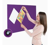 Frameless Fire-Retardant Purple Noticeboard, 800 X 540 mm, Double-Sided Display Pinboard, Wall-Mounted, 9 Colours to Choose from - Ideal for Office, Classroom, Utility Areas, Busy Public Spaces
