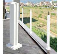 Frameless Glass Balustrade Post - White 160cm/63in 8mm 10mm 12mm Ideal for Decks Balconies Pools Gardens Stairs with Spigot Slots -Glass Fence Railing