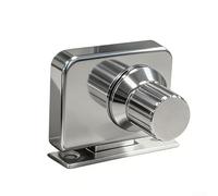 Frameless Glass Door Lock, 304 Stainless Steel, Non-Drill Clamp-On Security Latch for Sliding Cabinet, Keyless Turn Knob Operation for Office Storefront Bathroom(B)