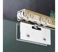 Frameless Glass Sliding Door Kit11.5ft Aluminum Pocket Door Rail Steel Roller Guide Barn Door Hardware for Smooth Patio & Interior Use