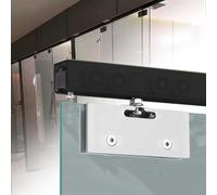 Frameless Glass Sliding Door Track System - 6.6ft Black Barn Door Hardware Kit with Stainless Steel Clamps for Interior/Exterior Use Smooth Sliding Mechanism Easy Installation