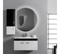 Frameless Half Moon LED Bathroom Mirror - Anti-Fog Semi-Circle Makeup Mirror for Wall Entryway & Vanity - Modern Round Design (Middle 63x70cm)