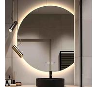 Frameless LED Bathroom Mirror 3Color Dimmable Wall Mirror FogFree Smart Makeup Mirror Touch Control 100cm Height Right Cut Design for Modern Bathrooms