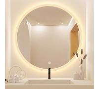 Frameless LED Bathroom Mirror Round - Anti-Fog Backlight Makeup Mirror with 3 Colour Lighting, Wall Mounted Vanity Mirror, IP44 Waterproof, Safe Explosion-Proof for Bathroom & Decor, 60cm/23.6in