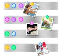 Frameless Magnetic Stainless Iron Board Strips Adhesive Backing Bulletin Bar Board with 10 Pieces Colorful Magnet Memo Strip for Office Home 4Pcs