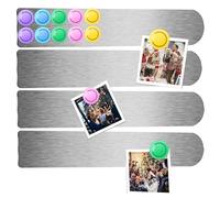 Frameless Magnetic Stainless Iron Board Strips, Adhesive Backing Memo Strip Bulletin Bar Board Set with 10 Pieces Magnet for School Office Home 4Pcs