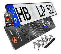 Frameless Number Plate Holder 520 x 110 mm Including 8 Screws [Discreet & Safe] Frameless Number Plate Holder Car Number Plate Holder Black Pack of 2
