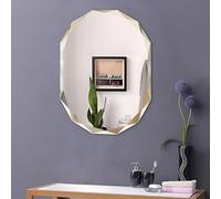 Frameless Oval Wall Mirror for Bathroom Irregular Beveled Edges Decorative Mirror for Bedroom Living Room Entryway (60x80cm/23.6x31.5in)