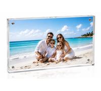 Frameless Picture Frames, Magnetic Acrylic Photo Frame 6x4, Double Sided | Premium 20mm Ultra-thick Transparent Acrylic Block,Desktop Freestanding 6x4 Frame with Dust-Resistant 8-Magnet Closure，1 Pack