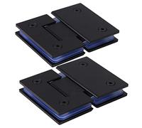 Frameless Shower Door Hinges, 180 Degree Glass Shower Door Hinges,Heavy Duty Stainless Steel Glass to Glass Hinge Glass Shower Doors Hinge Replacement Parts Black for 8-12 mm