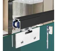 Frameless Sliding Glass Door Track Kit with Soft Close 4ft Barn Shower Door Hardware for 0.31 0.47" Glass Interior Glide Rail Silver White Finish