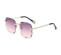 Frameless square gradient glasses fashionable retro sunglasses women UV resistant polygonal sunglasse (purple)