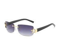 Frameless Square Sunglasses for Women Fashion Metal Star Men Trend Sun Glasses UV400,Gold Grey,One size