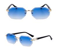 Frameless sunglasses for men and women, with metal temple design, simple cut edges, and UV400 protection for outdoor use.(C7)