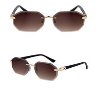 Frameless sunglasses for men and women, with metal temple design, simple cut edges, and UV400 protection for outdoor use.(C6)