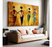 Frameless Wall Art Shabby Chic Horizontal African Female Silhouette Painting On Canvas, for Living Bedroom Large Size Wall Art, Modern Home Decor 120 x 80 cm (L x W) Frameless Hanging Picture