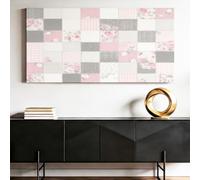 Frameless Wall Art Vintage Romantic Patchwork Floral Horizontal Roses Squares Painting On Canvas for Living Bedroom Large Size Wall Art Home Decor 50 x 150 cm Frameless Hanging Picture