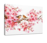 Frameless Wall Art Watercolour Plant Animal Cherry Blossom Bird Painting On Canvas for Bedroom Hallway Large Size Wall Art, Home Decor 150L x 100W cm (59" x 39") Frameless Hanging Picture
