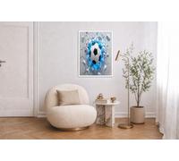 Frameless White Canvas Wall Art, 1 Pieces Waterproof Football Breaking Through The Wall Walls Decoration, 3D Fantasy Sci-Fi Style Canvas Wall Art for Living Room Bedroom Bathroom Hallway 36x48in