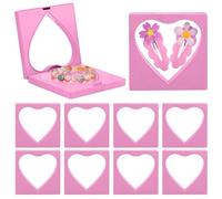 Framendino, 10 Pack 3D Floating Frame Display Case 4x4x0.8 Challenge Coin Holder Heart Jewelry Storage Box for AA Medallion Shells (Rose Red)