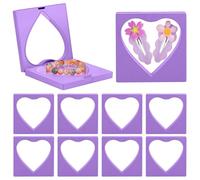 Framendino, 10 Pack 3D Floating Frame Display Case 4x4x0.8 Challenge Coin Holder Heart Jewelry Storage Box for AA Medallion Shells (Purple)