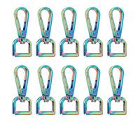 Framendino, 10 Pack Rainbow Lobster Claw Swivel Clasps Metal D Ring Trigger Snap Hooks Lanyard Clasp Clips Hook for Keychain DIY Crafts Purse Bag Making 0.5 Inch