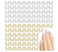 Framendino, 100 Pack 3D Butterflies Charms Gold and Silver Metal for Nail Decorations