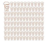 Framendino, 100 Pack Coffee Cup Shaped Paper Clips Cute Metal Paperclips Funny Small Bookmarks for Office Document Organization (Rose Gold)