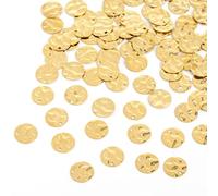 Framendino, 100 Pack Gold Coin Charms Stamping Blanks Plated Disc Pendants Round Flat Charm for DIY Jewelry Making Craft Supplies Women, 100 Pack, Alloy, No Gemstone