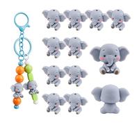 Framendino, 12 Pack 3D Elephant Silicone Focal Beads Bluk for Making Keychains Pen