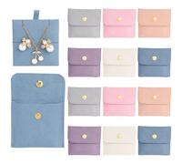 Framendino, 12 Pack Microfiber Jewelry Pouches With Insert Pad Snap Button for Earing Necklaces Chains Gift Packaging