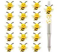 Framendino, 15 Pack 3D Bee Focal Silicone Beads for Pens Cute Honeybee Shaped Charms for Beaded Pen Keychain DIY